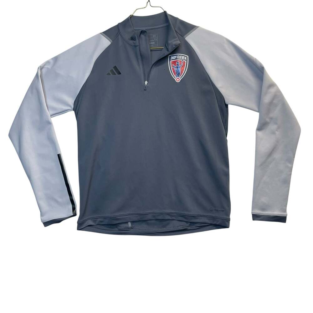 Adidas Indy Eleven 1/4 Zip Pullover Men's Large Gray Soccer Aeroready